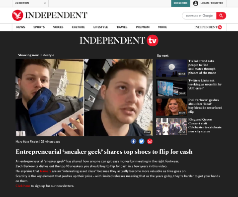 The Independent: An entrepreneurial sneaker specialist shares shoes to flip for cash