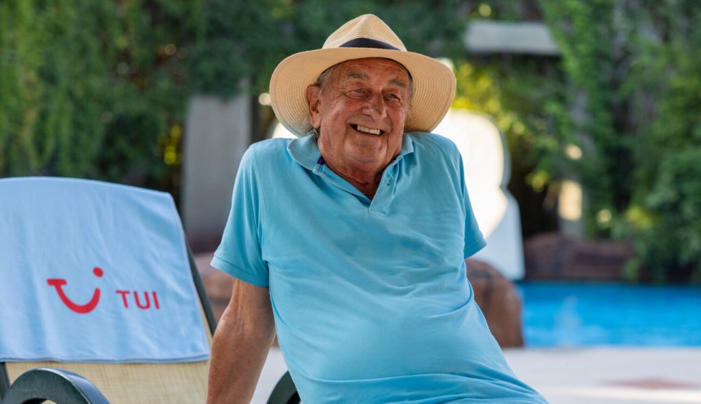 The TUI Senior Slider campaign at a holiday resort water slide