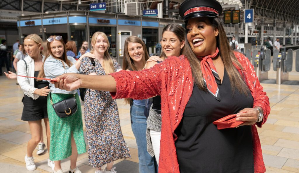 Alison Hammond at Paddington Station for Virgin Trains Ticketing